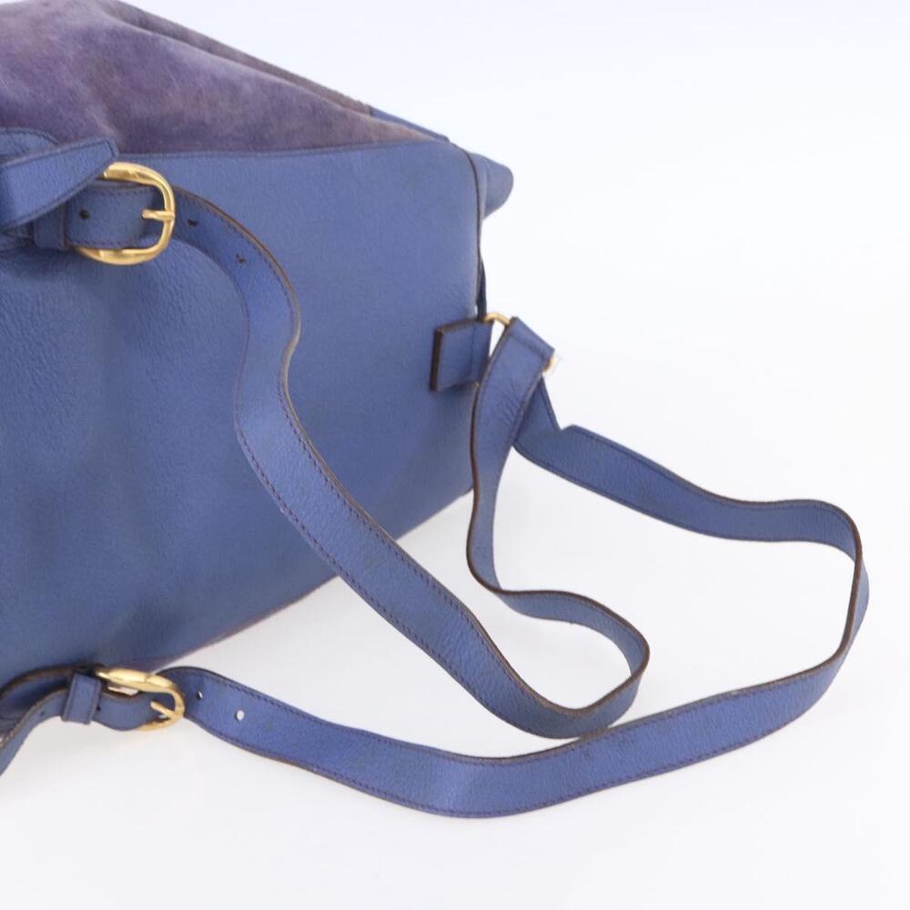 GUCCI Bamboo Backpack Suede Leather Blue Gold 003 2855 0043 0 Auth BA7788 - Picture 7 of 16